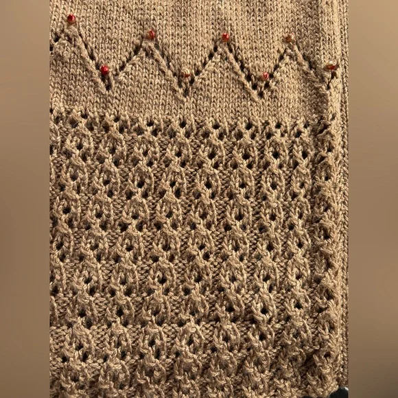 VINTAGE OOAK Handmade Warm Brown Knitted Duster Sweater ONE SIZE S - 3XL - Picture 3 of 9